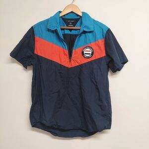 Tommy Hilfiger Blue and Red Casual Button Down Shirt